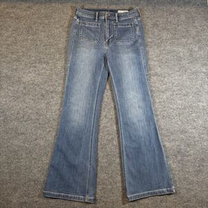 GAP Women Size 4S/27 Medium Wash Denim Jeans '70s Flare High Rise Pants